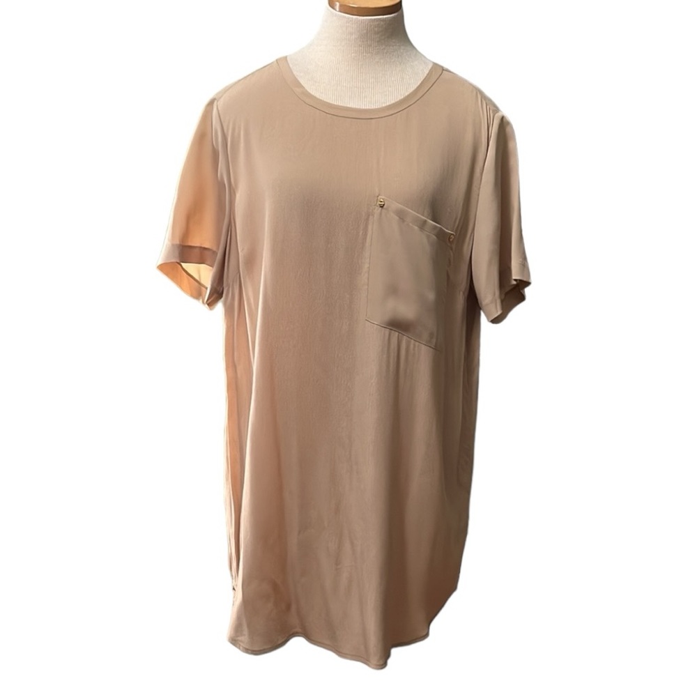 MICHAEL by Michael Kors Pocket Sheer T-Shirt, Tan, size 12